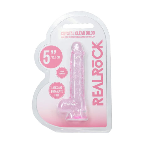 Realistischer Dildo RealRock Crystal Clear mit Hoden und Saugfuß TPE 12,7 x Ø 2,8 cm – Ansicht 2