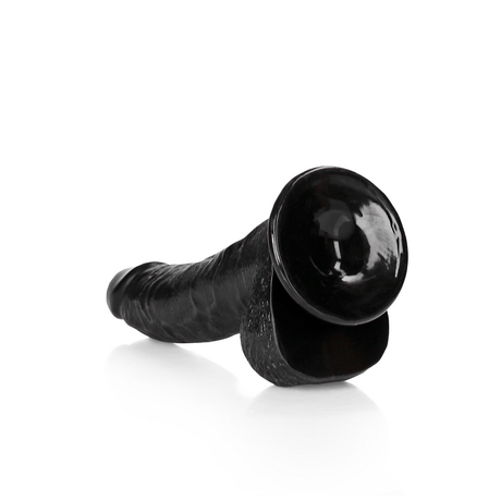 Realistischer Dildo RealRock Curved mit Hoden und Saugfuß PVC Schwarz 20,5 x Ø 4,3 cm – Ansicht 5