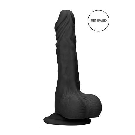 Realistischer Dildo RealRock Dong mit Hoden und Saugfuß TPE Schwarz 18,6 x Ø 3,5 cm