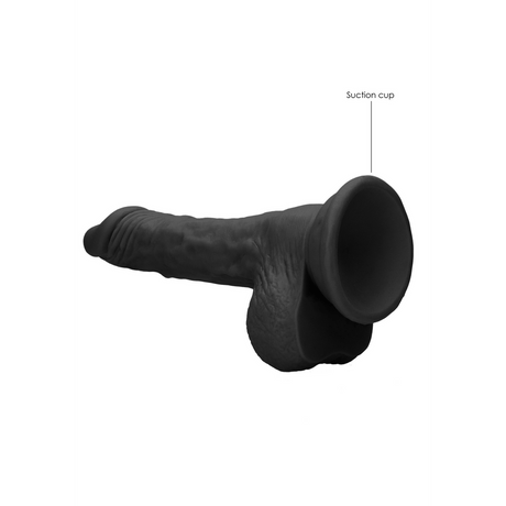Realistischer Dildo RealRock Dong mit Hoden und Saugfuß TPE Schwarz 18,6 x Ø 3,5 cm – Ansicht 7