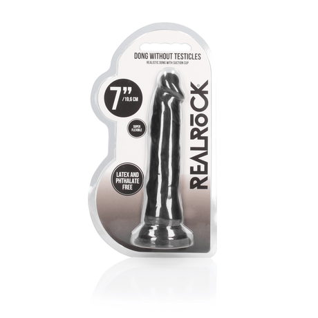 Realistischer Dildo RealRock Dong ohne Hoden mit Saugfuß TPE Schwarz 18,6 x Ø 3,5 cm – Ansicht 2