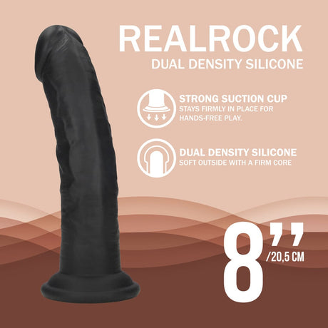 Realistischer Dildo RealRock Dual Density gebogen mit Saugfuß Schwarz 22,3 x 4,3 cm – Ansicht 6
