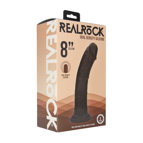 Realistischer Dildo RealRock Dual Density gebogen mit Saugfuß Schwarz 22,3 x 4,3 cm – Ansicht 2
