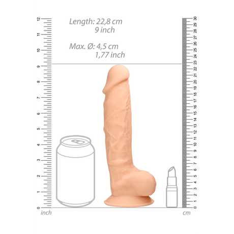 Realistischer Dildo RealRock Dual Density mit Hoden und Saugfuß Silikon Natur 23 x Ø 4,5 cm – Ansicht 8