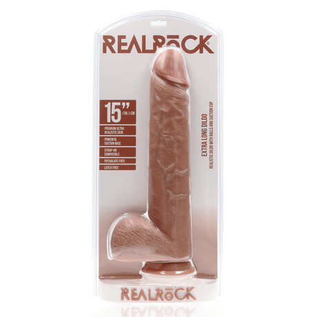 Realistischer Dildo RealRock Extra Long mit Hoden und Saugfuß PVC 38,1 x Ø 7,6 cm – Ansicht 9
