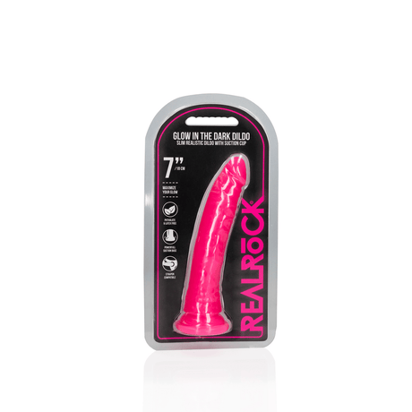 Realistischer Dildo Slim mit Saugfuß nachtleuchtend Grün 18 x Ø 3,5 cm – Ansicht 2