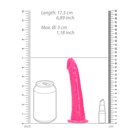 Realistischer Dildo Slim mit Saugfuß nachtleuchtend Pink 15,5 x Ø 3 cm – Ansicht 6