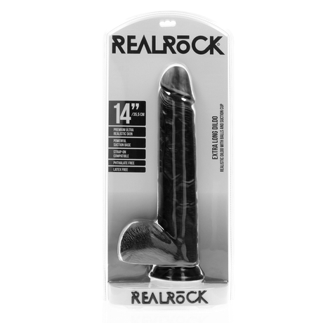 Realistischer Dildo XL gerade mit Hoden Schwarz 29 x Ø 6,3 cm – Ansicht 2