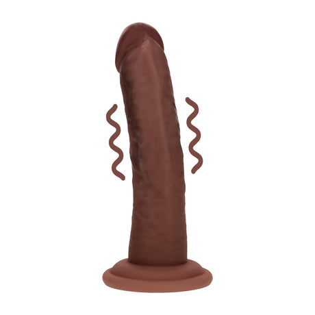 Realistischer Vibrator Dual Density gebogen mit Saugfuß Braun 15,5 x Ø 3,4 cm
