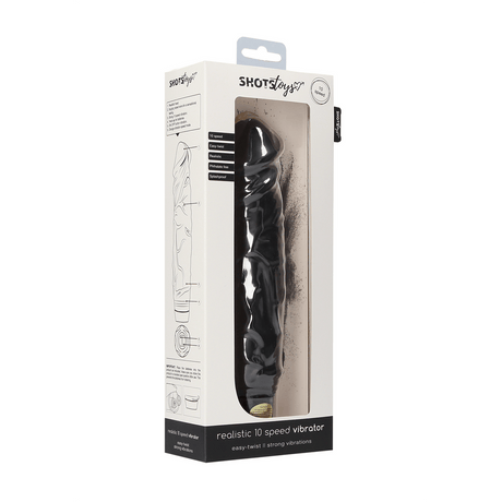 Realistischer Vibrator Multispeed Schwarz 20,5 x Ø 5 cm – Ansicht 2