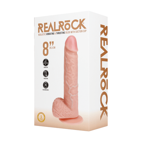 Realistischer Vibrator RealRock stoßend mit Hoden und Saugfuß PVC 20,3 x Ø 4 cm – Ansicht 2