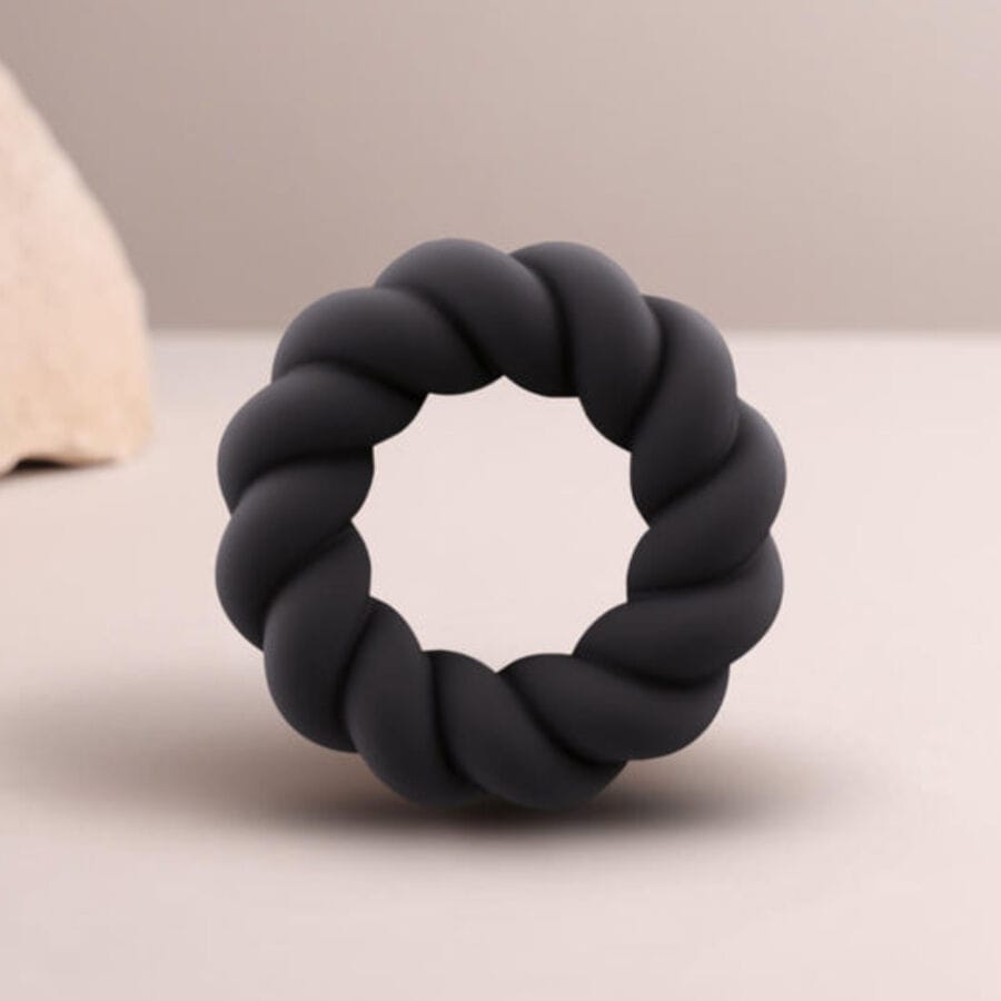 Penisring Twist Schwarzer Silikon-Masturbatorring Ø 5,9 cm.1