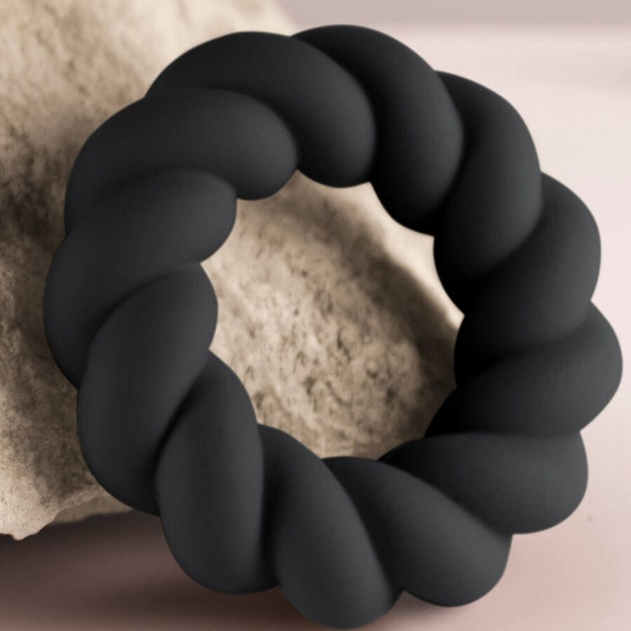 Penisring Twist Schwarzer Silikon-Masturbatorring Ø 5,9 cm.4