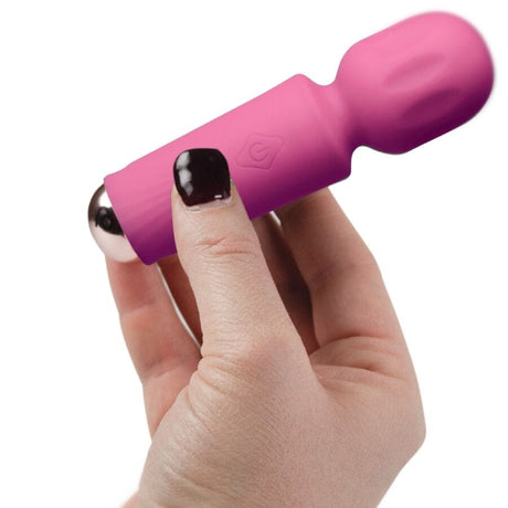 Rocks-Off - Wiederaufladbarer Mini-Zauberstab mit 16 Funktionen, Pfingstrosenrosa