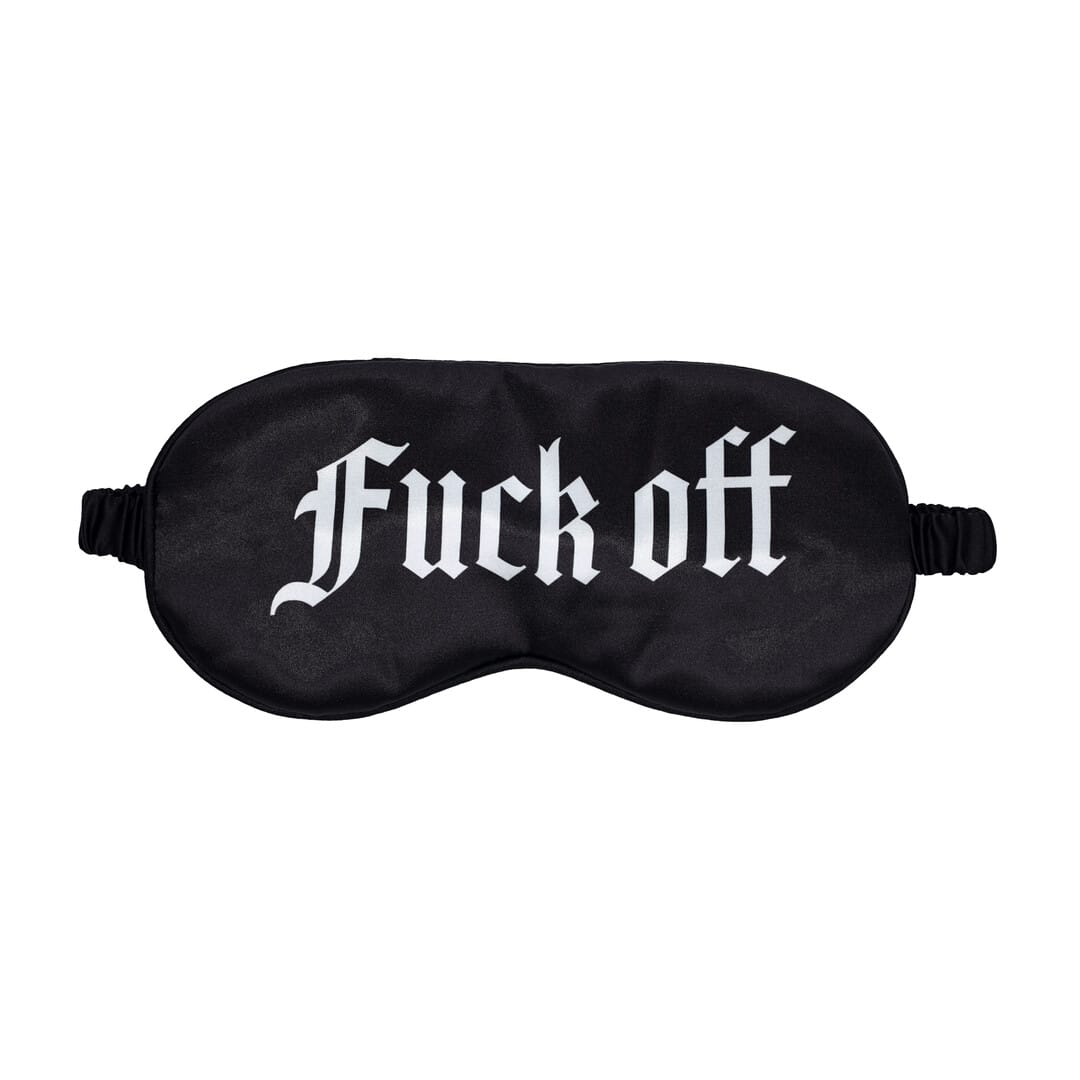 Augenbinde Ouch aus Satin mit Fuck Off-Aufdruck Schwarz 20,5 cm