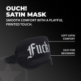 Augenbinde Ouch aus Satin mit Fuck Off-Aufdruck Schwarz 20,5 cm – Ansicht 4