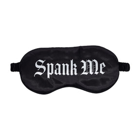 Augenbinde Ouch aus Satin mit Spank Me-Aufdruck Schwarz 20,5 cm