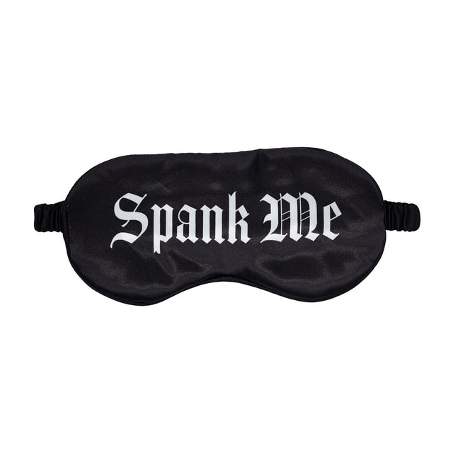 Augenbinde Ouch aus Satin mit Spank Me-Aufdruck Schwarz 20,5 cm