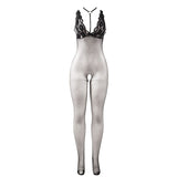 Schwarz Transparenter Netz-Bodystocking mit Schrittfreiem Unterteil Einheitsgröße – Ansicht 5