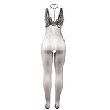 Schwarz Transparenter Netz-Bodystocking mit Schrittfreiem Unterteil Einheitsgröße – Ansicht 6