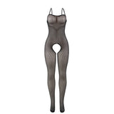 Schwarzer Elastischer Netz-Bodystocking mit Schrittfreiem Unterteil Einheitsgröße – Ansicht 4