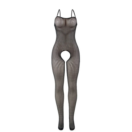 Schwarzer Elastischer Netz-Bodystocking mit Schrittfreiem Unterteil Einheitsgröße