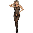 Schwarzer Elastischer Netz-Bodystocking mit Schrittfreiem Unterteil Einheitsgröße