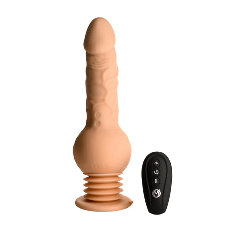 Sexmaschine Master Series Passion Pounder kreisend mit Saugfuß und Fernbedienung Natur 14 x Ø 4,3 cm