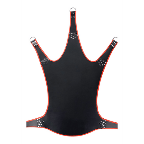 Sexschaukel Leder mit roter Paspel und 5 Punkten Schwarz 113 cm