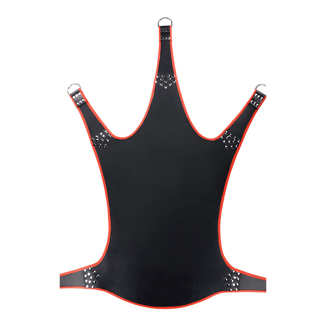 Sexschaukel Leder mit roter Paspel und 5 Punkten Schwarz 113 cm
