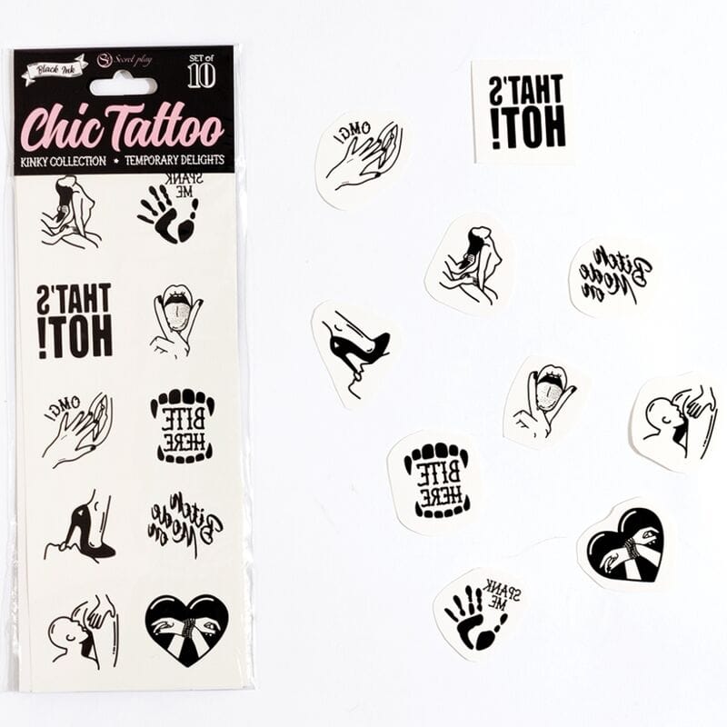 Sextoy Secret Play Set mit 10 Temporren Tattoos der Kinky Collection