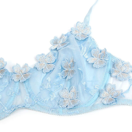 Slip BH- und Slip-Set mit Blumenstickerei Himmelblau S/M