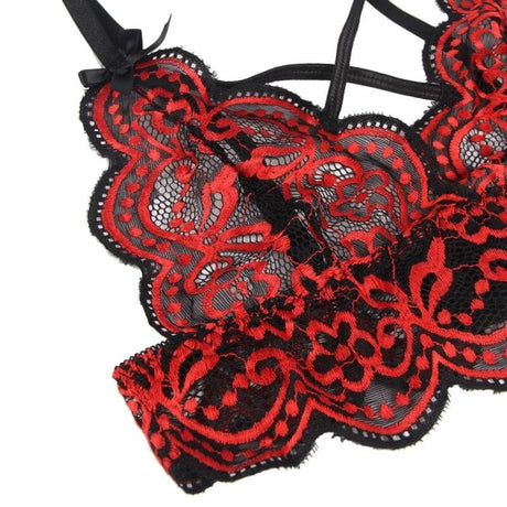 Slip Zweiteiliges Set Spitzenoberteil und Höschen S/M