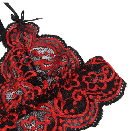 Slip Zweiteiliges Set Spitzenoberteil und Höschen S/M