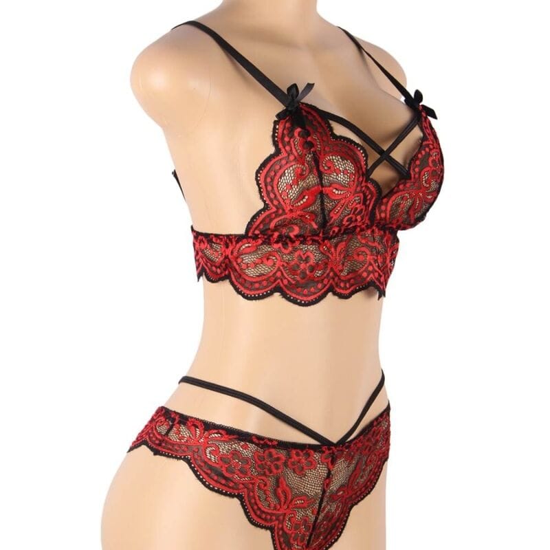 Slip Zweiteiliges Set Spitzenoberteil und Höschen S/M – Ansicht 9