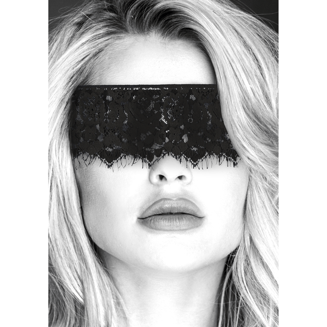 Augenmaske Ouch Black and White als Spitzenband Schwarz 95 cm