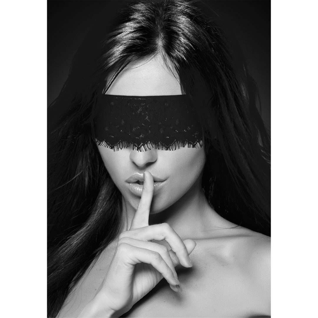 Augenmaske Ouch Black and White als Spitzenband Schwarz 95 cm – Ansicht 6