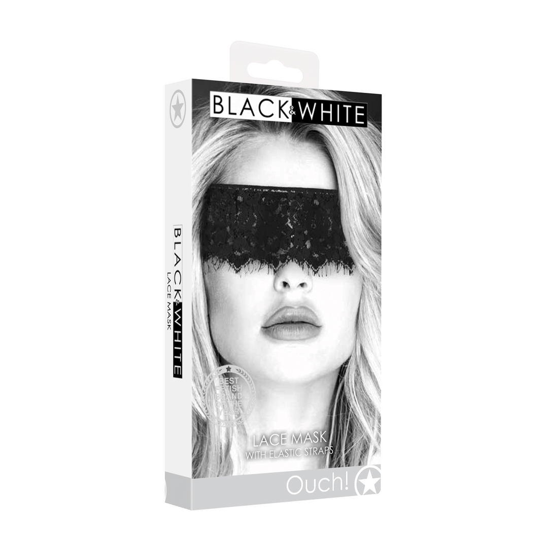 Augenmaske Ouch Black and White als Spitzenband Schwarz 95 cm – Ansicht 2