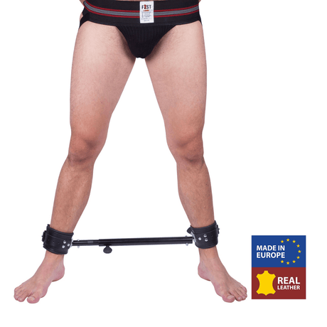 Spreizstange mit Lederfesseln Schwarz 35 bis 60 cm