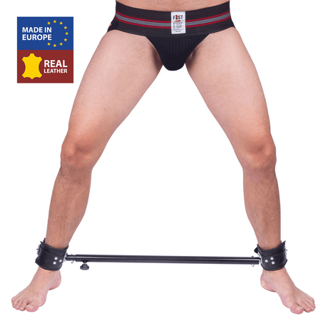 Spreizstange mit Lederfesseln Schwarz 65 bis 120 cm