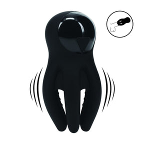 Stimulator für die Eichel mit Vibration und Tentakeln aus Silikon Schwarz 11,8 x 5,3 cm