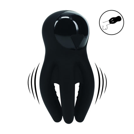 Stimulator für die Eichel mit Vibration und Tentakeln aus Silikon Schwarz 6,5 x 5 cm
