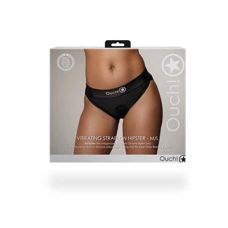 Strap-on-Hipster Ouch mit Bullet und zwei Ringen Schwarz – Ansicht 3