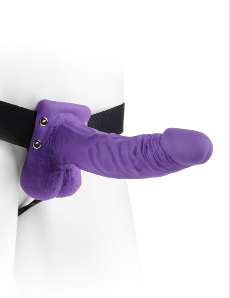 Strap-On hohl mit Hoden 19 x 4 cm Lila
