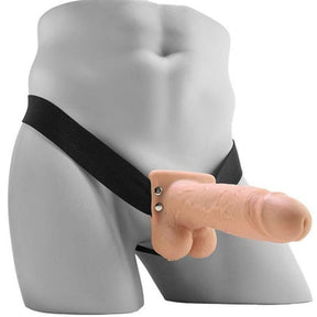 Strap-on hohl realistisch mit Vibration und Hoden 17,8 cm