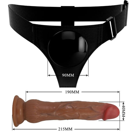 Strap-on Kyton Universal Harness Slip mit Squirting Mulato Braun 19 cm