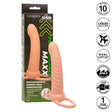Strap-on Maxx Ribbed Dual Penetrator 10 Vibrationen Fleisch Hautfarbe