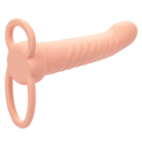 Strap-on Maxx Ribbed Dual Penetrator 10 Vibrationen Fleisch Hautfarbe