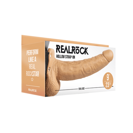 Strap-on RealRock Hollow mit Hoden PVC Hellbraun 23 x Ø 5,3 cm – Ansicht 2