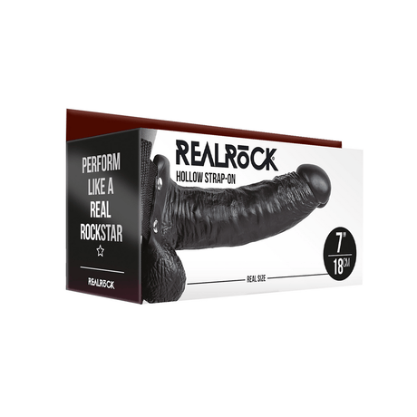 Strap-on RealRock Hollow mit Hoden PVC Schwarz 18 x Ø 4,7 cm – Ansicht 2
